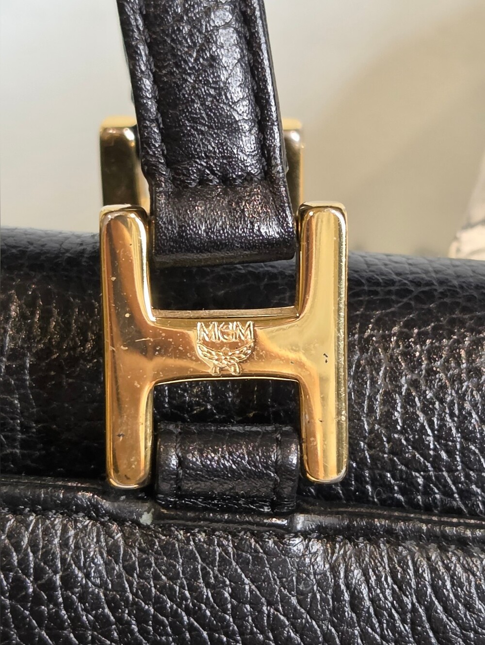 MCM Rare Vtg Michael Cromer Era München Black Pebbled Leather Studded Bag. - Picture 11 of 15